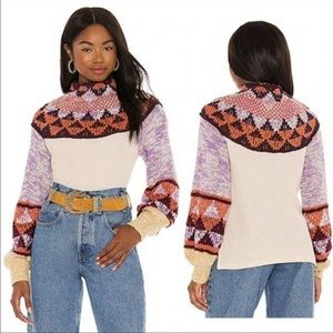 NEW FREE PEOPLE Swit The Small Stuff Pullover in Femme Combo Knit Size Small